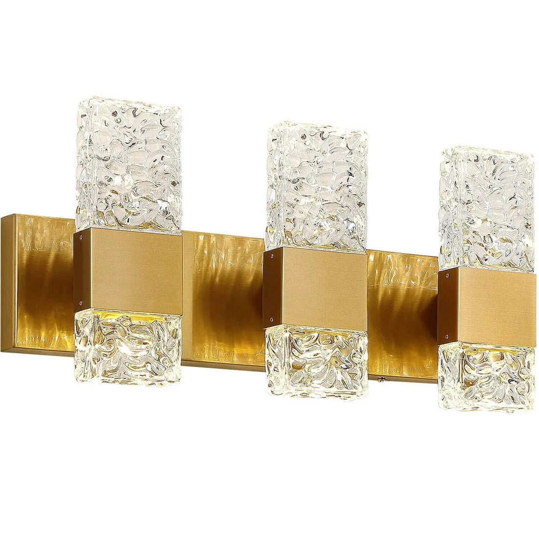 KAISITE 4000K LED Crystal Wall Sconces 3-Light Gold Vanity Lights