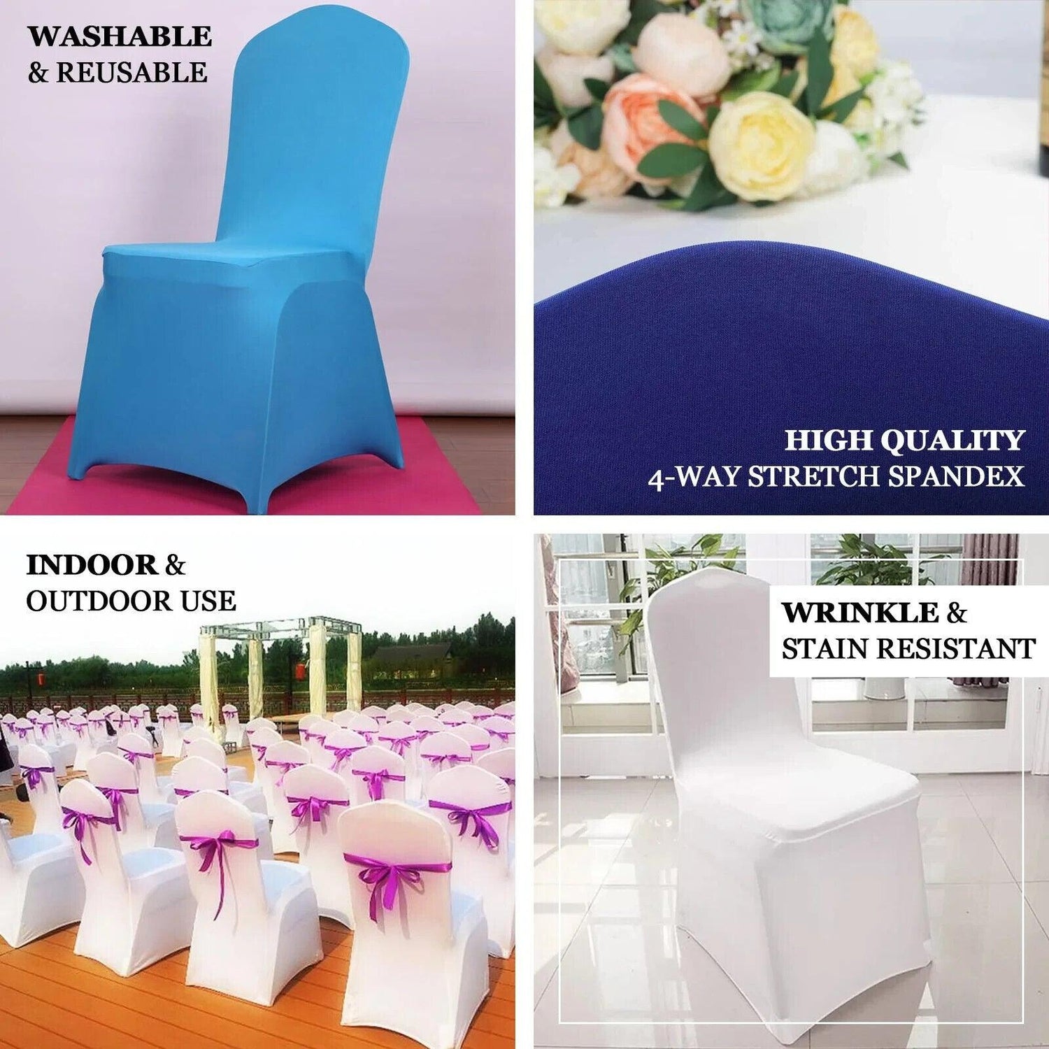 Efavormart Purple Stretchy Spandex Fitted Banquet Chair Cover