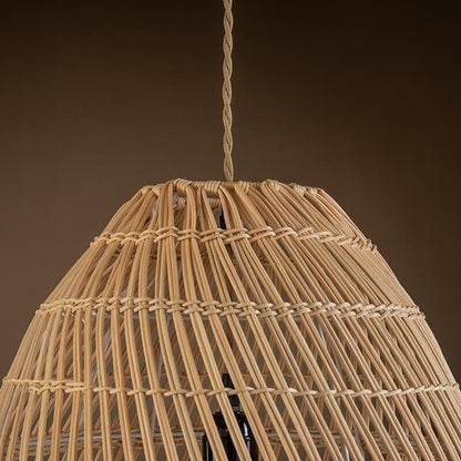 ELE Light &amp; Decor Bamboo and Rattan Veremund Light Bell Pendant Light in Tan