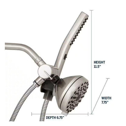 Waterpik 12-spray 5 in. High PressureDual Shower Head Handheld Brushed Nickel