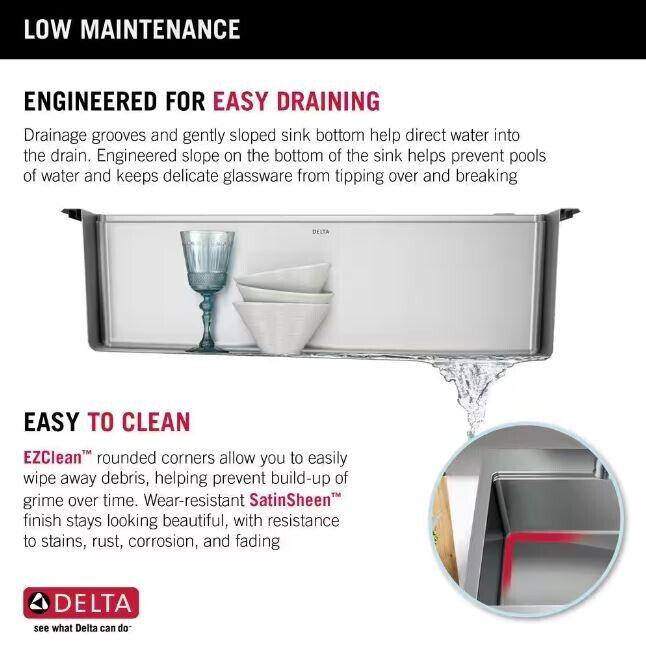 Delta Emery Stainless Steel 30 in. Single Bowl Undermount/Drop-In Kitchen Sink