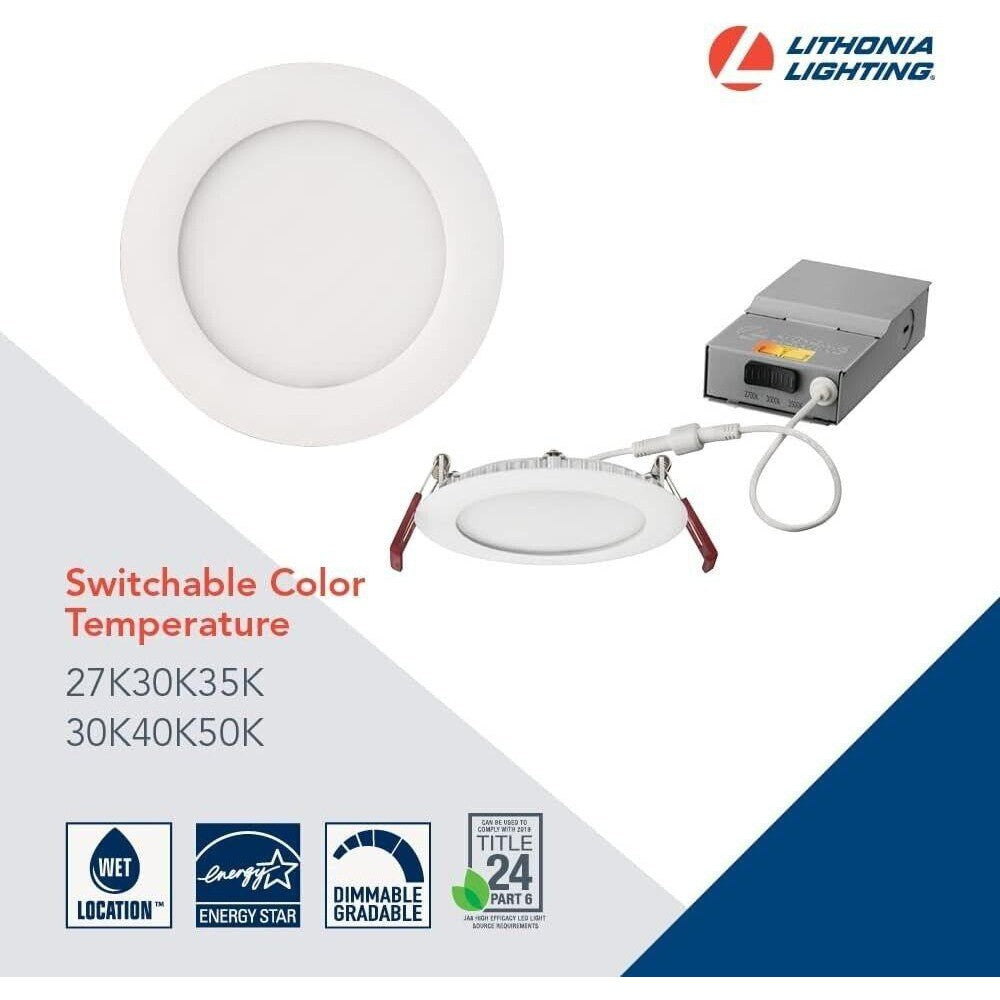 Lithonia Lighting WF6LED 27K30K35K 90CRI MW M6 6&quot; LED Wafer Light, Selectable