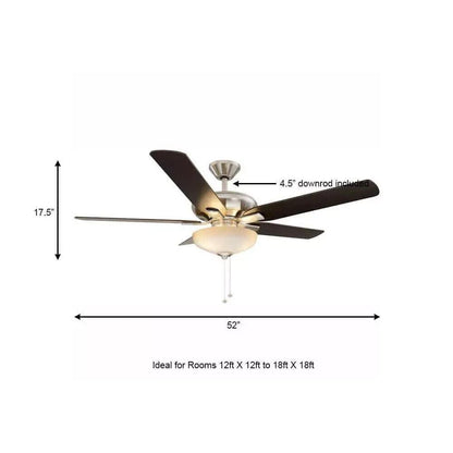 Hampton Bay Holly Springs 52&quot; LED Indoor Brushed Nickel Ceiling Fan W/ Light Kit - Like New