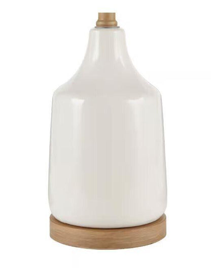 Hampton Bay Saddlebrook 21.5&quot; Cream Ceramic and Faux Wood Table Lamp with Shade