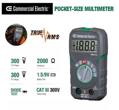 Commercial Electric Pocket Size True RMS Digital Multi-Meter - Like New