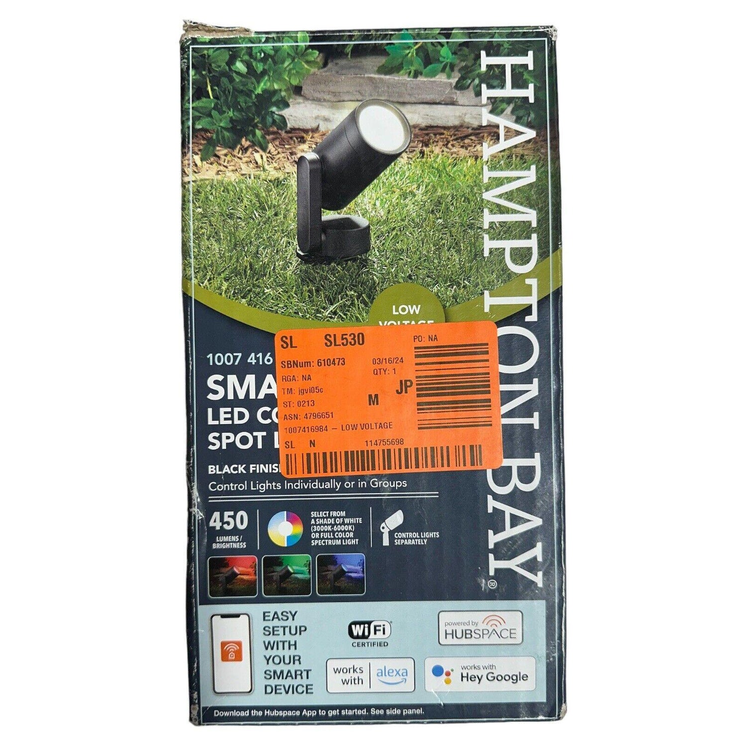 Hampton Bay Smart 450 Lumens Low Voltage Black LED Outdoor Spotlight by Hubspace - Very Good