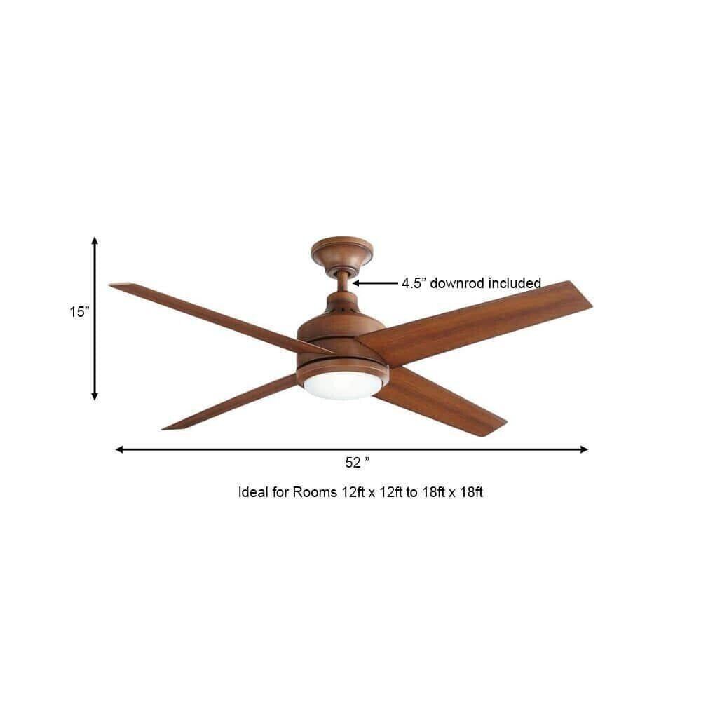 Home Decorators Mercer 52 in. LED Indoor Distressed Koa Ceiling Fan with Remote - Like New