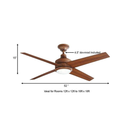 Home Decorators Mercer 52 in. LED Indoor Distressed Koa Ceiling Fan with Remote - Like New