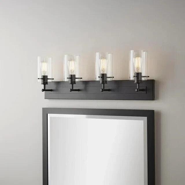 Hampton BayRegan 29.13 in. 4-Light Espresso Vanity Light with Clear Glass Shades - Like New