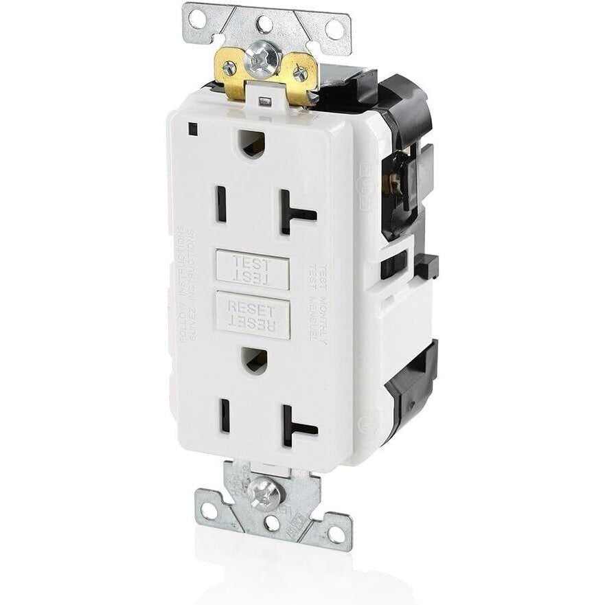 Leviton 20A-125V Lev-Lok Modular Wiring Device SmartlockPro GFCI Outlet, White