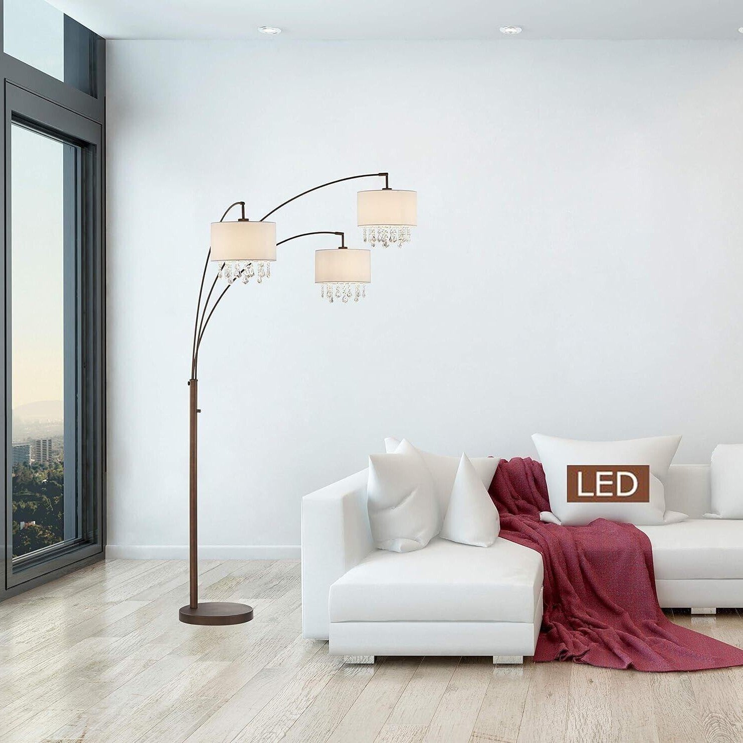 LED Crystal Arc Floor Lamp 