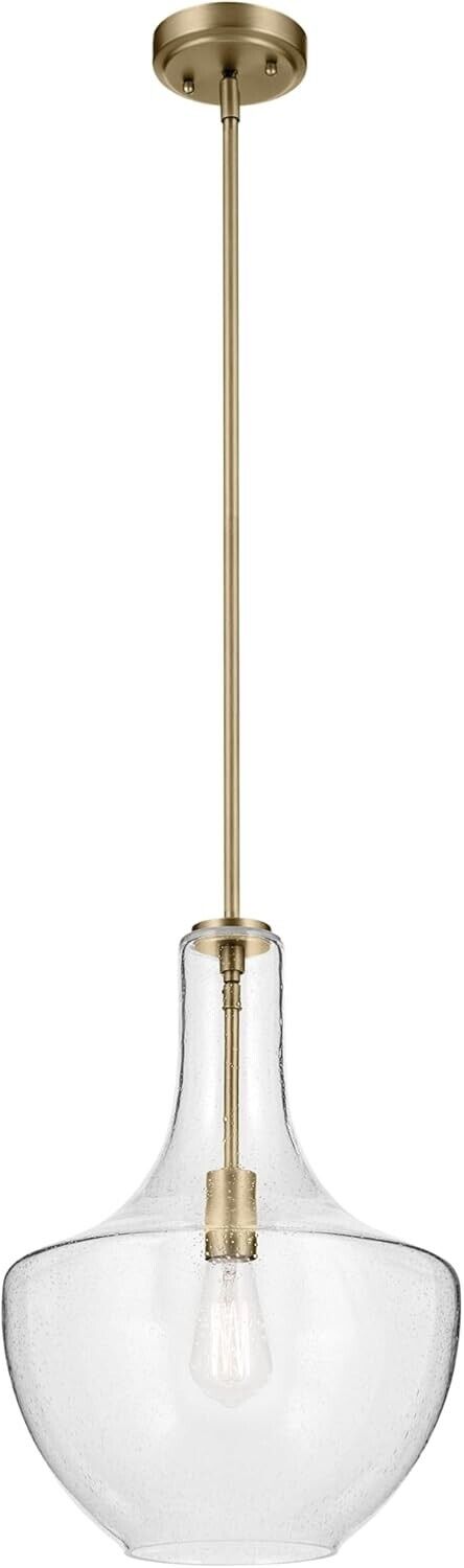 KICHLER Everly 19.75&quot; 1 Light Bell Pendant Clear Glass Natural Brass - Like New