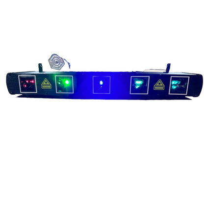 DJ Lights,  5 Beam Effect Sound Activated DJ Party Lights RGBYC LED Music Light - Very Good