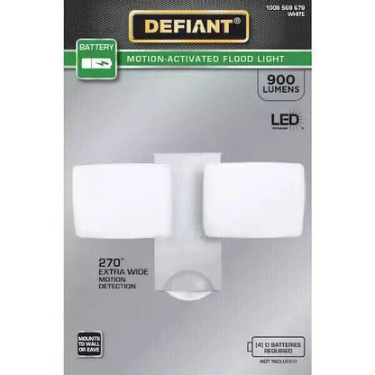 Defiant 270-Degree Motion Battery Powered Outdoor Dusk to Dawn LED Flood Light - Like New