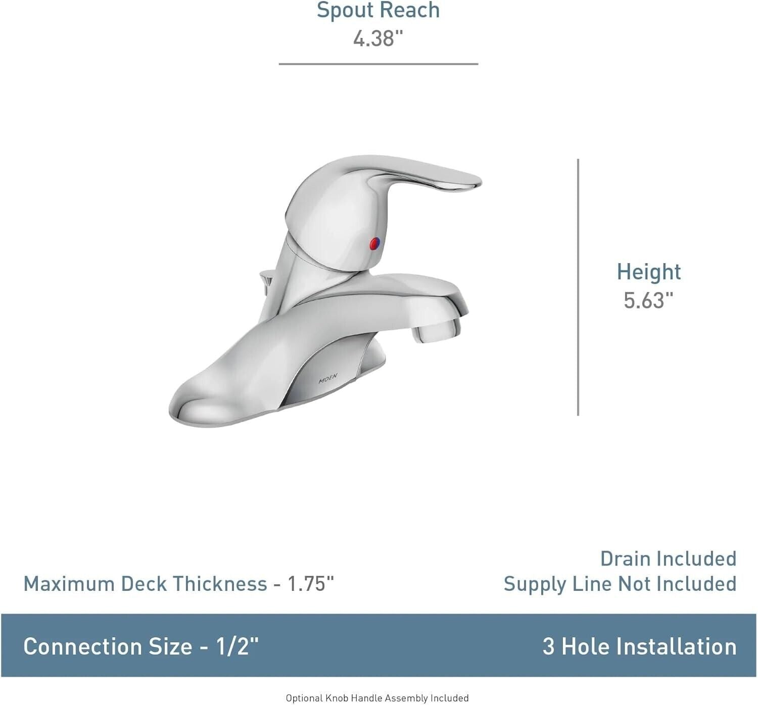 Moen Adler WS84503 4 in. Centerset Single Handle Low-Arc Bathroom Faucet in Chrome