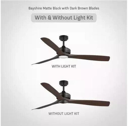 HDC Bayshire 60 inch LED Ceiling Fan Light Kit  w/Remote Matte Black Dark Brown - Very Good