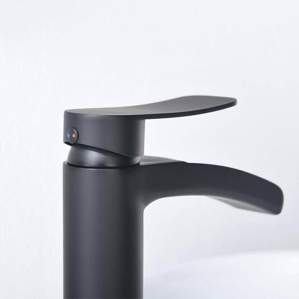 Phiestina Single-Handle Tall Waterfall Vessel Sink Bathroom Faucet Matte Black