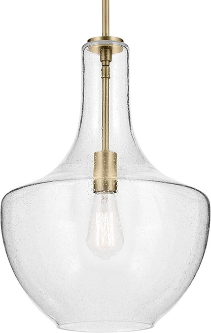 KICHLER Everly 19.75&quot; 1 Light Bell Pendant Clear Glass Natural Brass - Like New