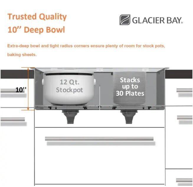 Glacier Bay 27 in. Undermount Single Bowl 18 Gauge Stainless Steel Kitchen Sink