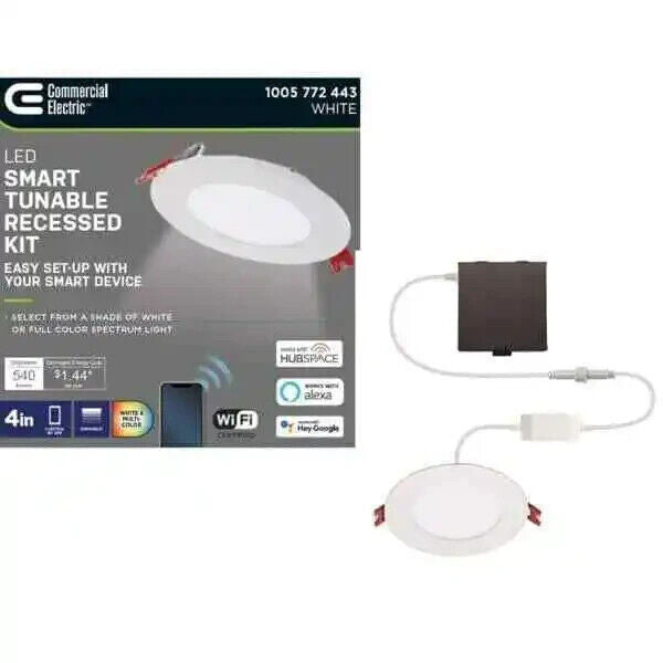 Commercial Electric 4 in. Smart Ultra Slim LED Recessed Light Kit Compatible - Like New