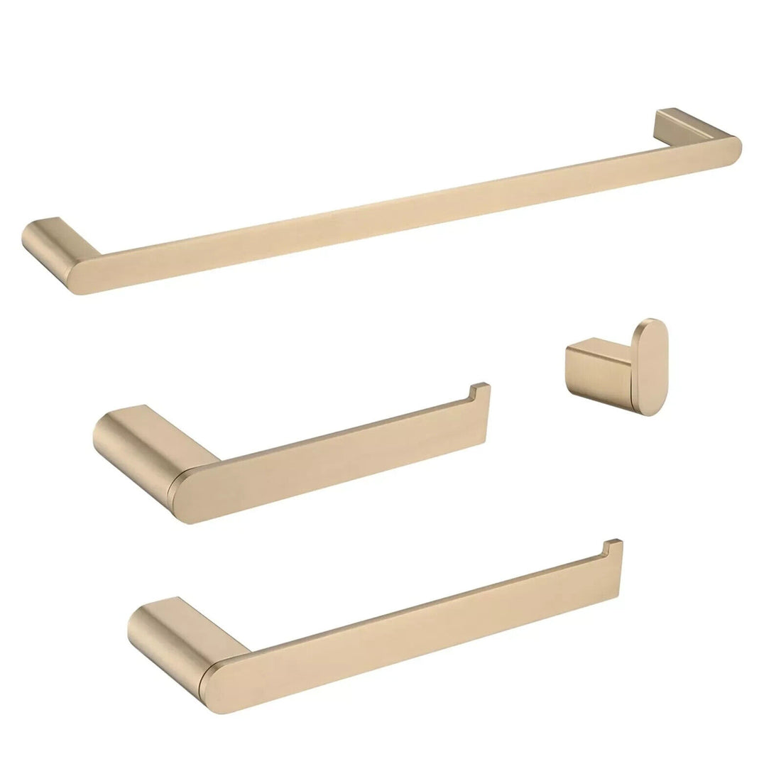 4-Piece Bathroom Hardware Set Wall Mounted Stainless Steel Brushed Gold - Like New
