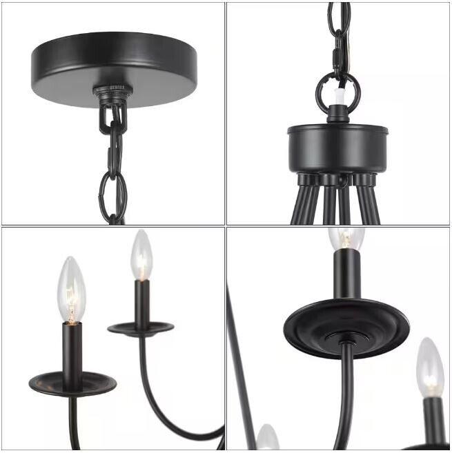 Zarbel 6-Light Modern Farmhouse Black 28 in. Candlestick Chandelier