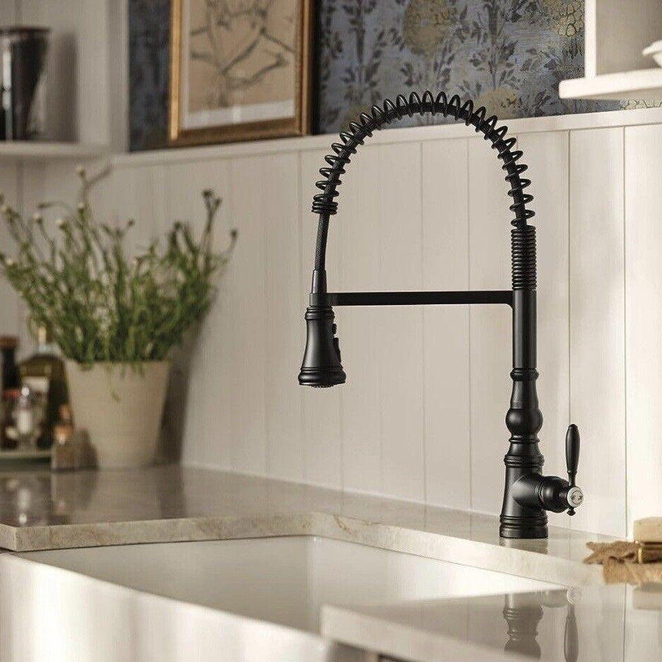 Moen S73104EWBL Weymouth Single Handle Pre-Rinse Spring Pulldown Kitchen Faucet