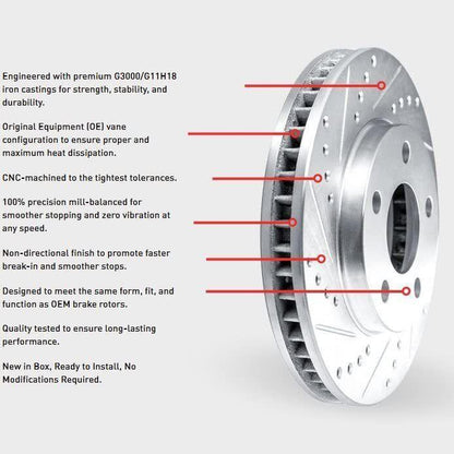 Drilled and Slotted Black Zinc Brake Rotor 633-42012R