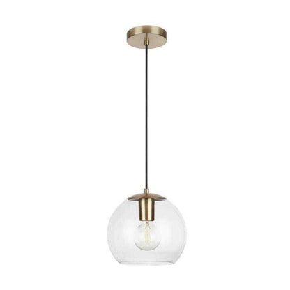 Home Decorators Collection 1-Light Antique Brass and Glass Mini-Pendant - Like New