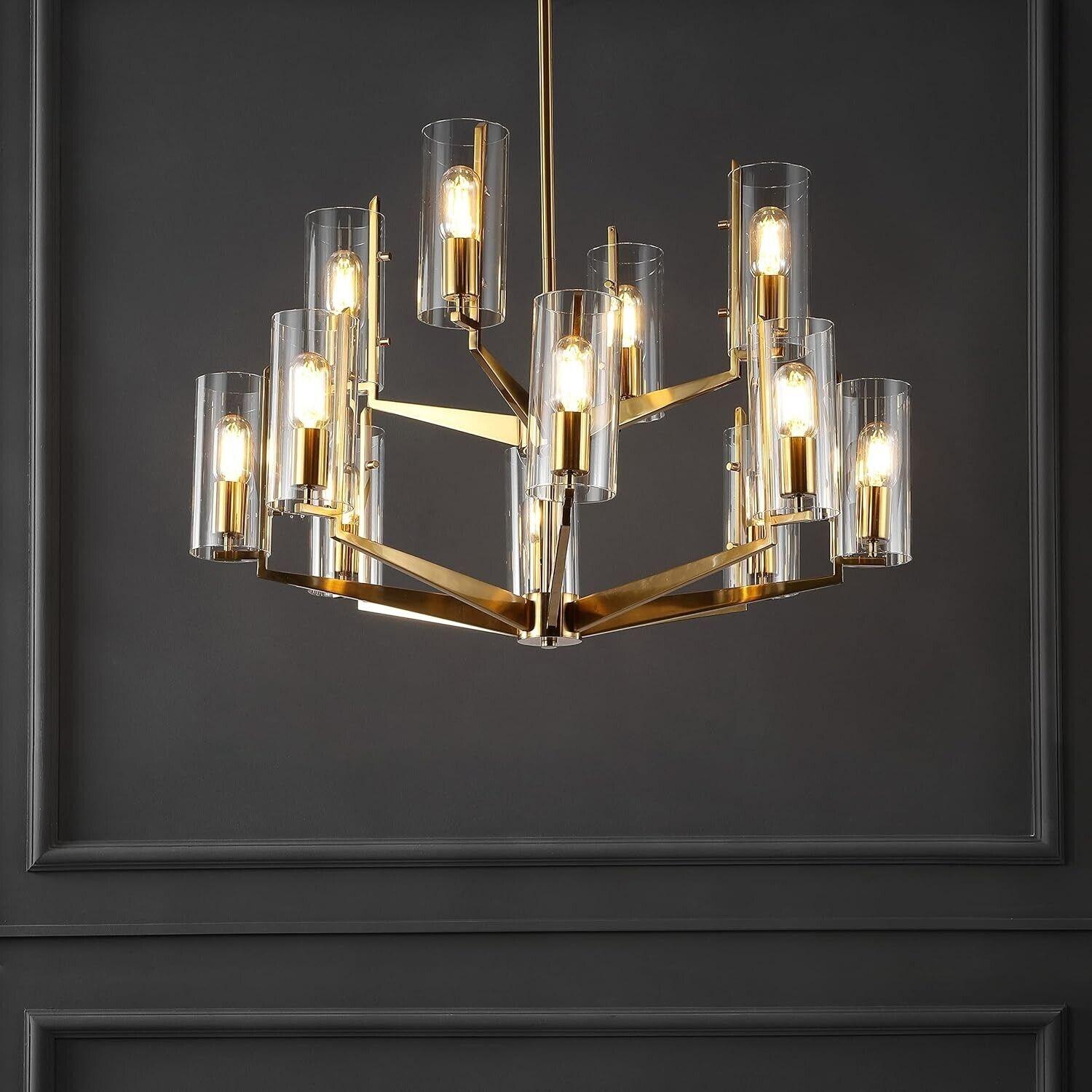 Safavieh Couture Lighting Collection Jennica Art Deco Glam Gold Glass Chandelier