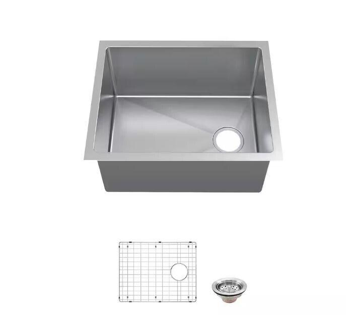 Glacier Bay Tight Radius 23 in. Undermount Single Bowl 18 Gauge Kitchen Sink