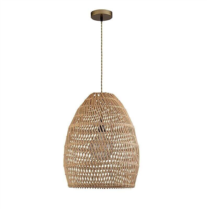 ELE Light &amp; Decor Bamboo and Rattan Veremund Light Bell Pendant Light in Tan