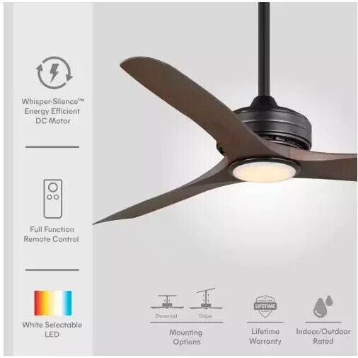 HDC Bayshire 60 inch LED Ceiling Fan Light Kit  w/Remote Matte Black Dark Brown - Very Good