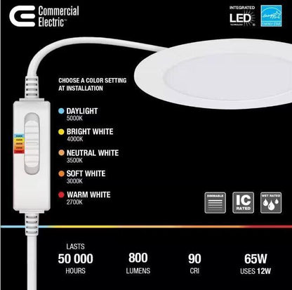 Commercial Electric Ultra Slim 6 in. Adjustable CCT Canless Recessed Light Kit - Like New