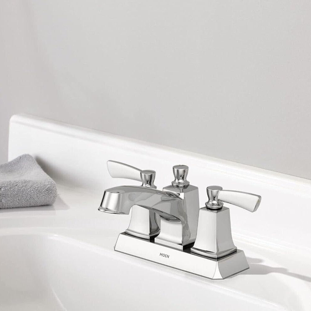 Moen WS84922 Conway Two-Handle Centerset Bathroom Faucet Nickel