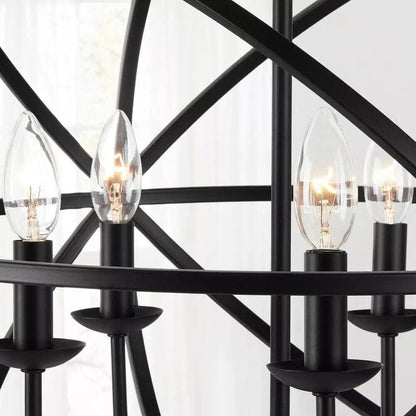 Home Decorators Farmhouse Caged Globe Chandelier 22&quot; 5-Light Metal Shade Black - Like New