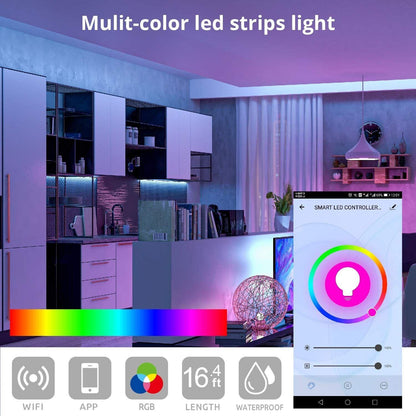 WBM Care Smart Wi-Fi LED Strip Light 16.4 ft - 1 Pack, Color Changing RGB Light - Like New