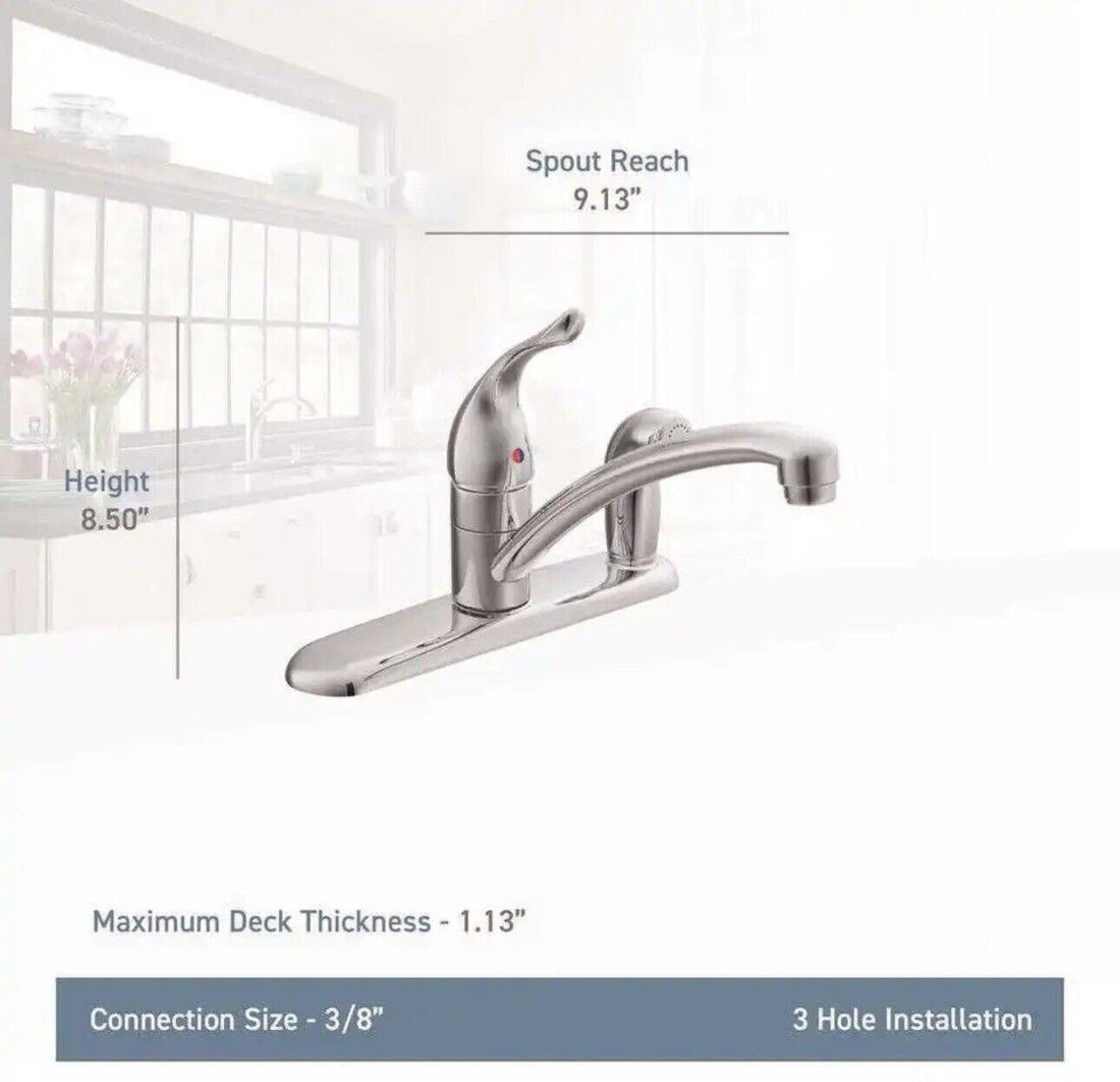 Moen 7434 Chrome Chateau Single Handle Kitchen Faucet With Side Spray