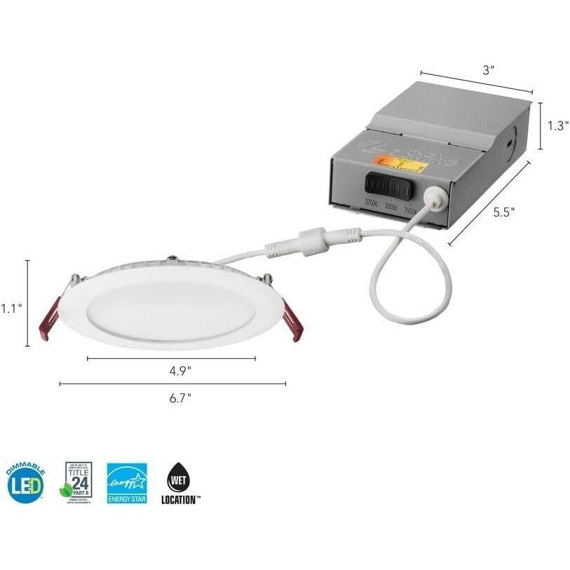 Lithonia Lighting WF6LED 27K30K35K 90CRI MW M6 6&quot; LED Wafer Light, Selectable