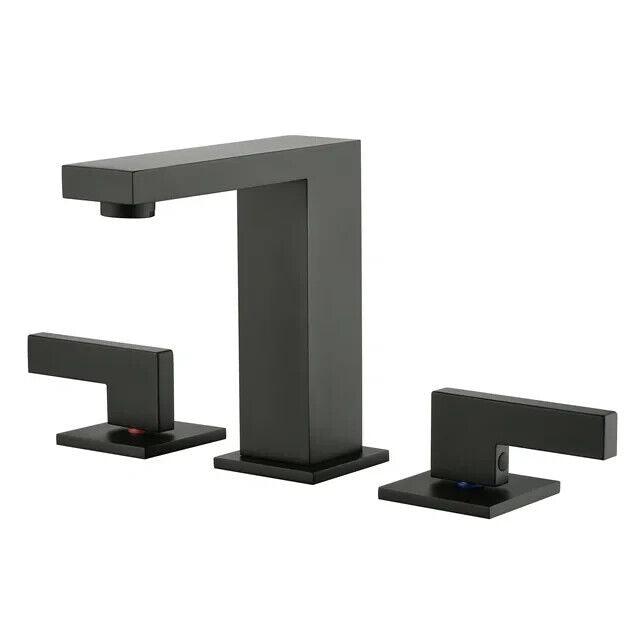 SUMERAIN Modern 8 in. Widespread Double Handle Bathroom Faucet in Matte Black