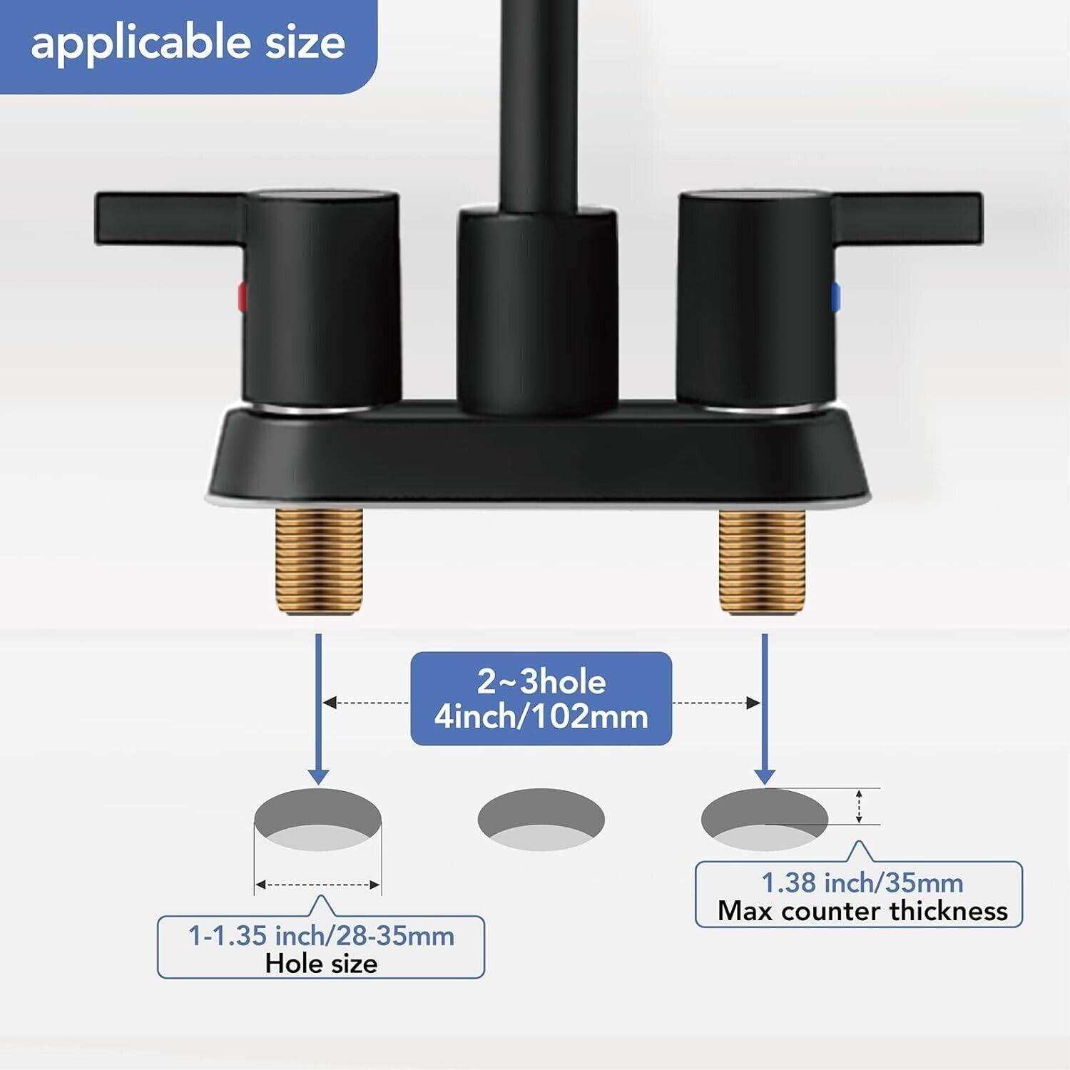 Phiestina BF15 4 in. Centerset Double Handle Bathroom Faucet with Drain Kit