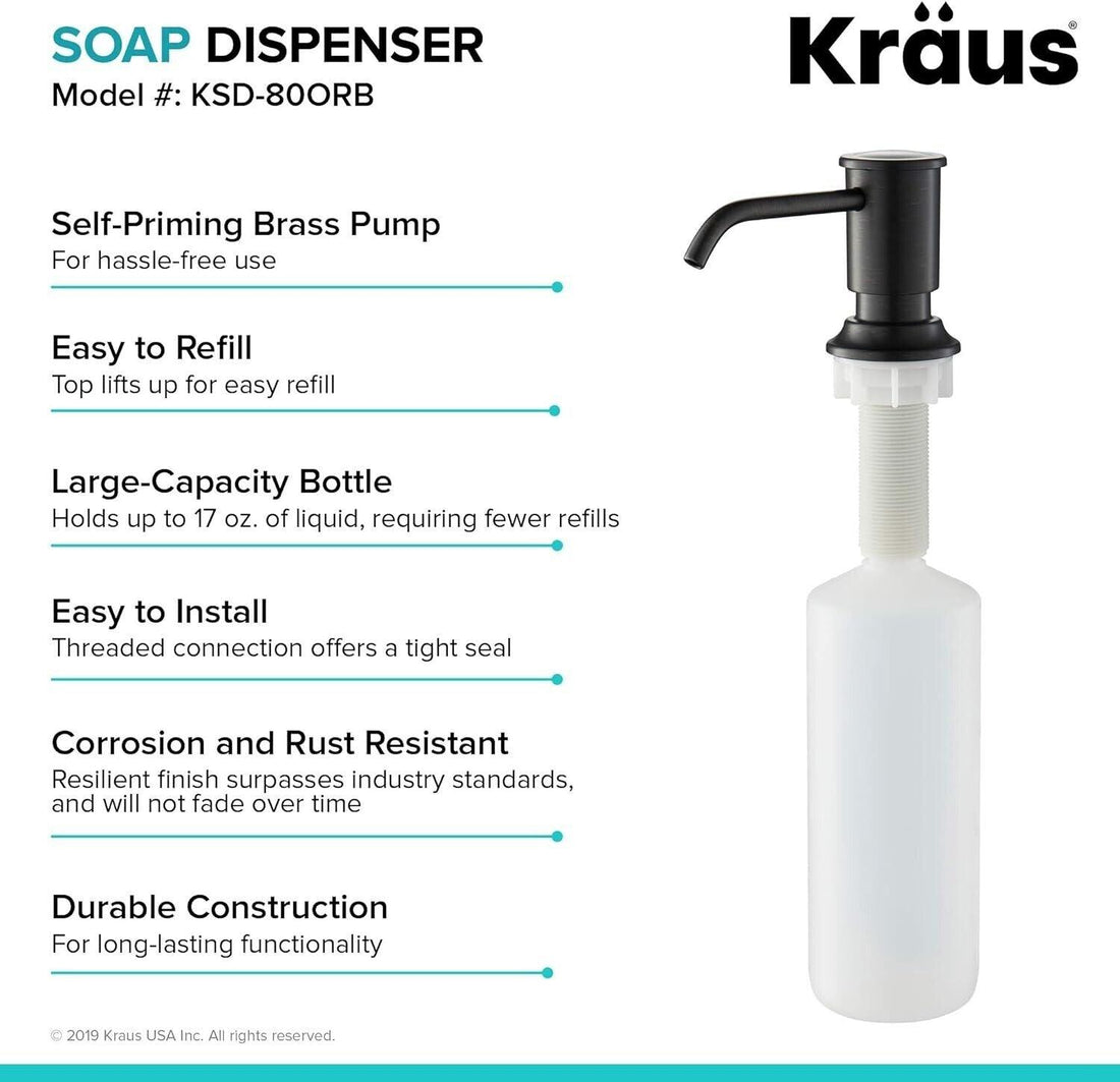 Kraus KSD-80ORB Deck Mounted Soap Dispenser 17 oz Capacity Oil Rubbed Bronze