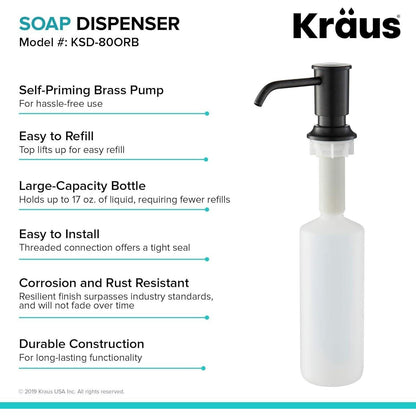 Kraus KSD-80ORB Deck Mounted Soap Dispenser 17 oz Capacity Oil Rubbed Bronze