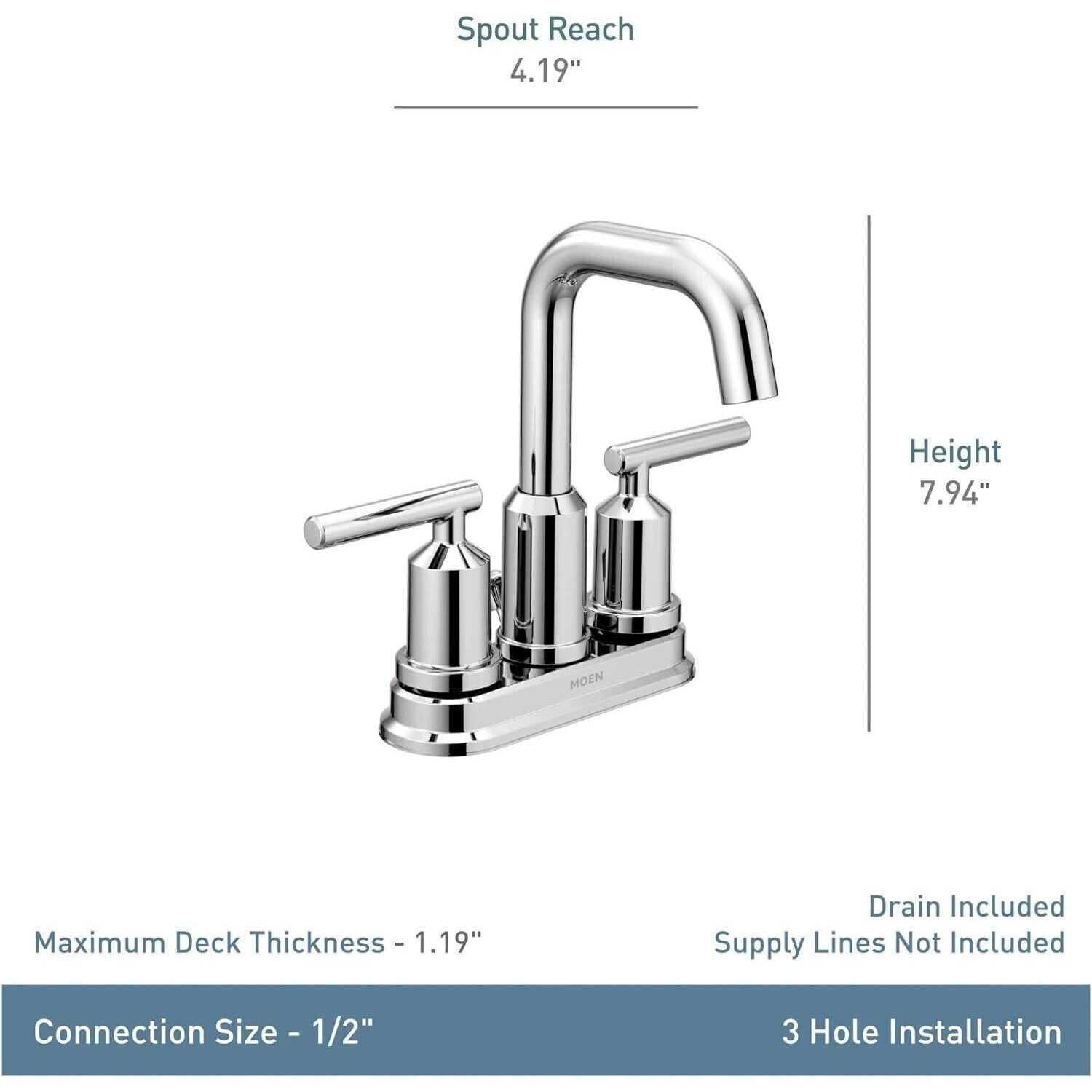 Moen 6150 Chrome two-handle bathroom faucet with Drain Assembly