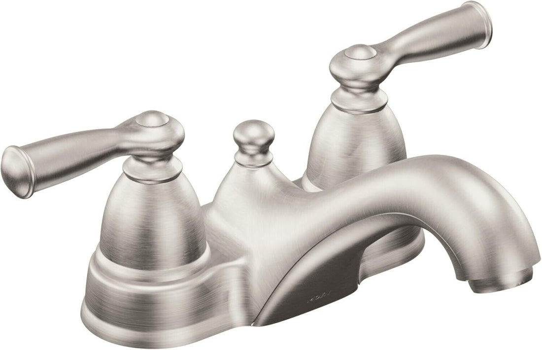 Moen Banbury WS84912SRN 4 in. Centerset 2-Handle Low-Arc Bathroom Faucet in Spot Resist Brushed Nickel