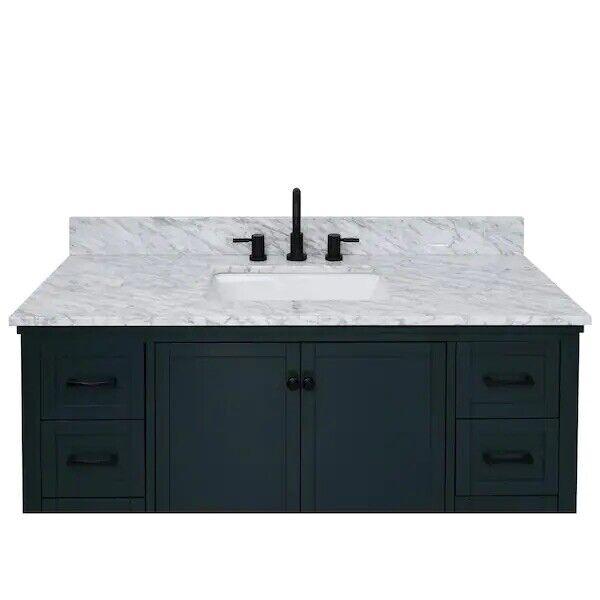 HDC 49 in. W x 22 in D Marble White Rectangular Single Sink Vanity Top in White