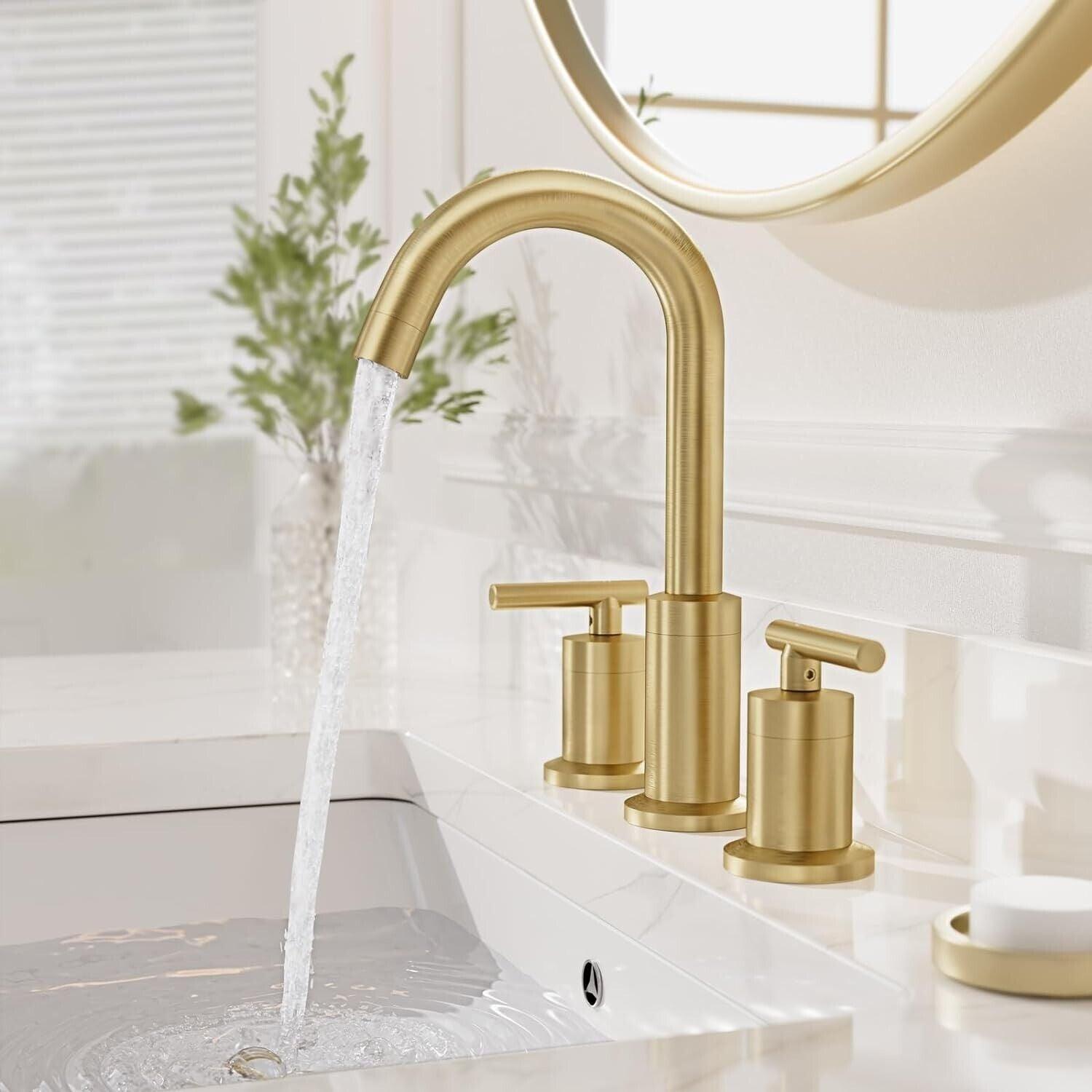 Phiestina 8 in Widespread 2-Handle Bathroom Faucet in Brushed Gold WF003-1-BG