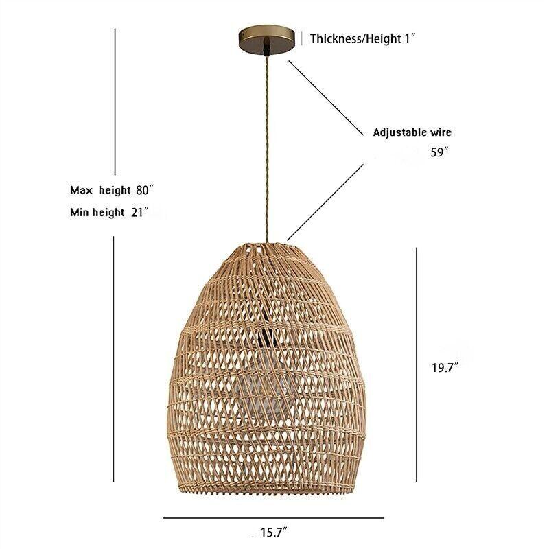 ELE Light &amp; Decor Bamboo and Rattan Veremund Light Bell Pendant Light in Tan