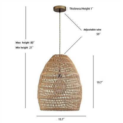 ELE Light &amp; Decor Bamboo and Rattan Veremund Light Bell Pendant Light in Tan