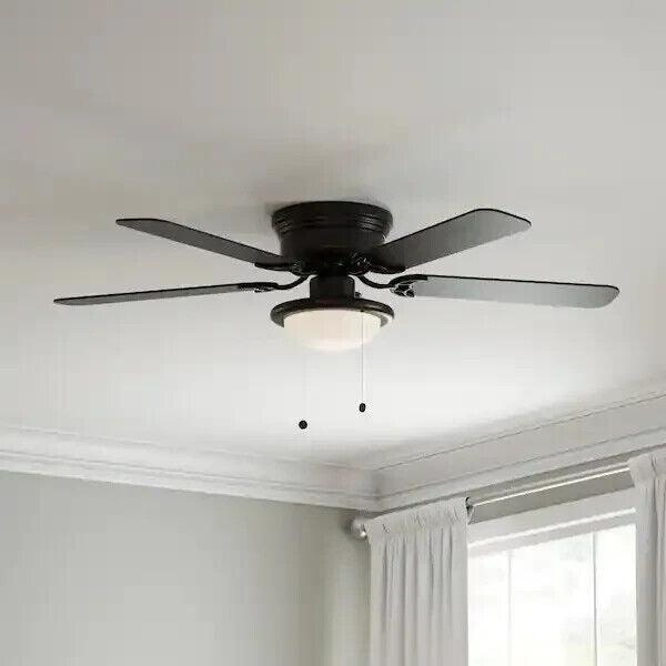 Hugger 52 in. LED Indoor Black Ceiling Fan with Light Kit - Like New